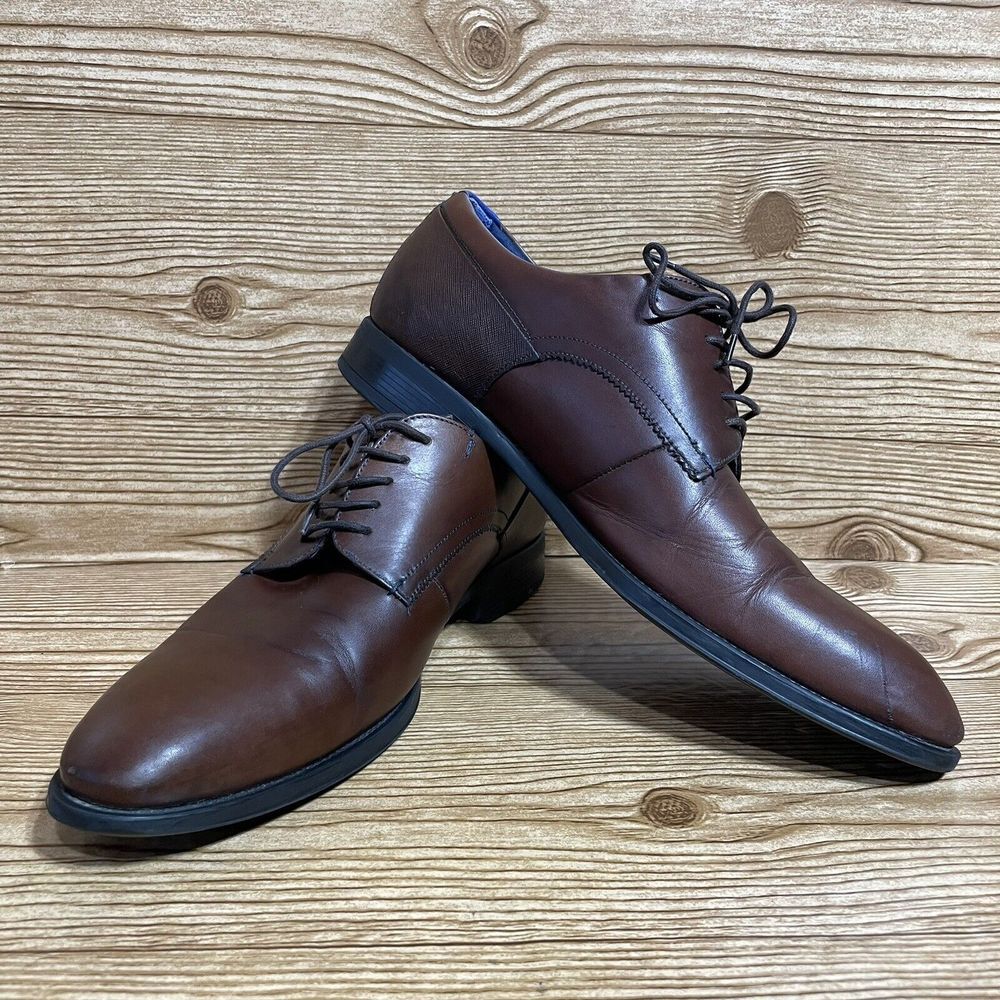 Ted Baker London Shoes Men size US-11 Jusdim Plain Toe Derby Leather Brown EU-44